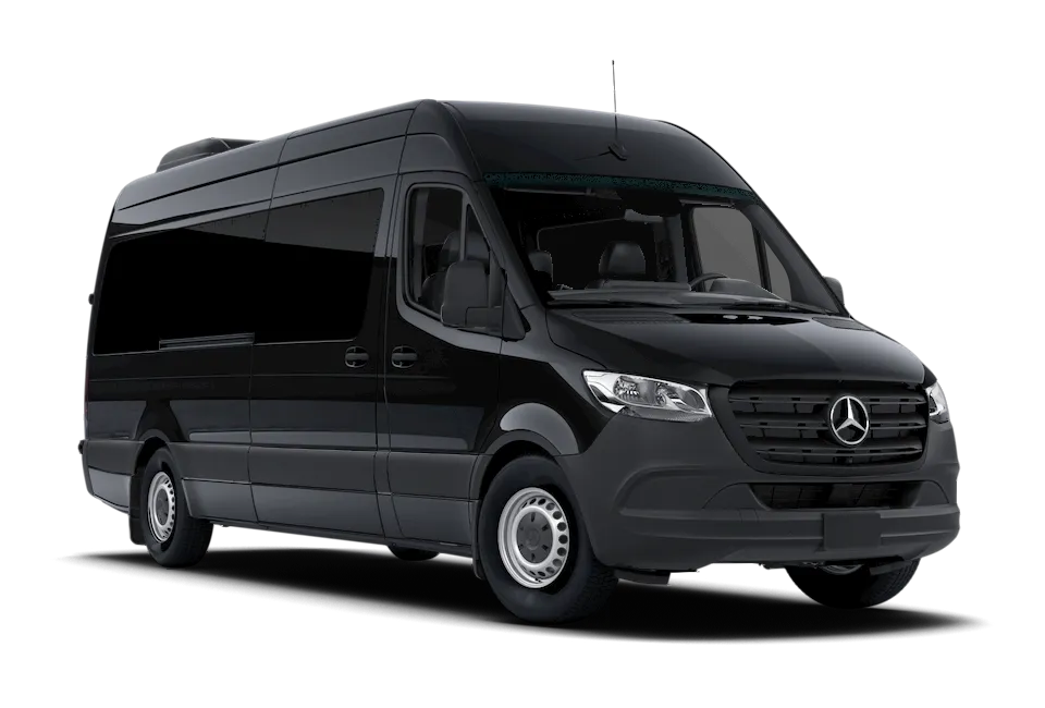 13 Passenger Sprinter Limousine (black) for party bus rental for booking