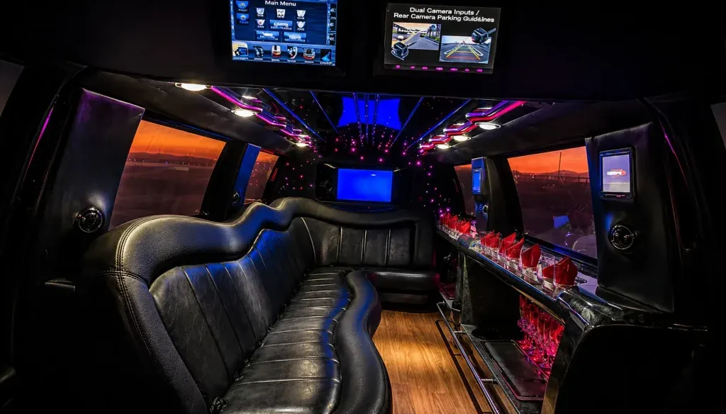14 Passenger Navigator Limousine (black) for party bus rental, pic 2