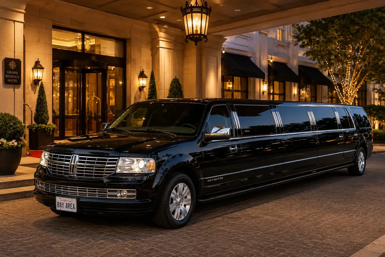 14 Passenger Navigator Limousine (black) for party bus rental for booking