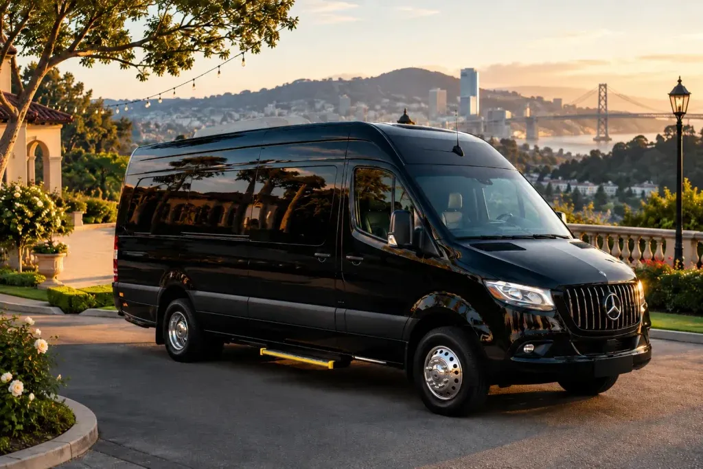 14 Passenger Sprinter Party Bus (black) for booking