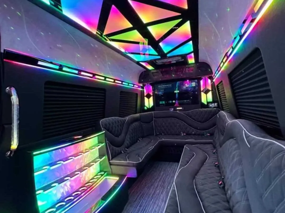 2026 Mercedes-Benz Sprinter Limousine (Sylvester) (black) for party bus rental, pic 2