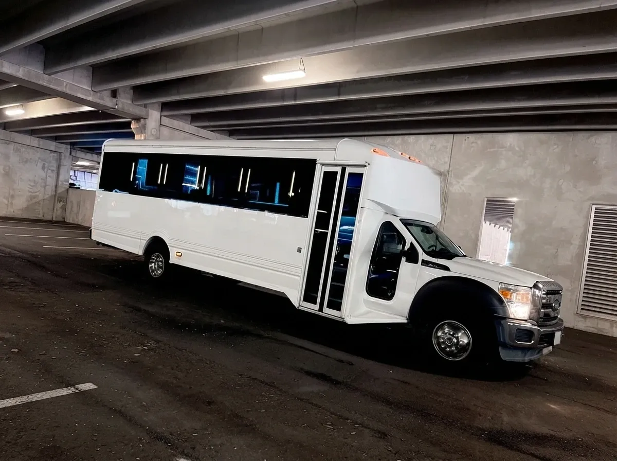Ford F-550 Party Bus Ford F-550 Party Bus (white) for booking