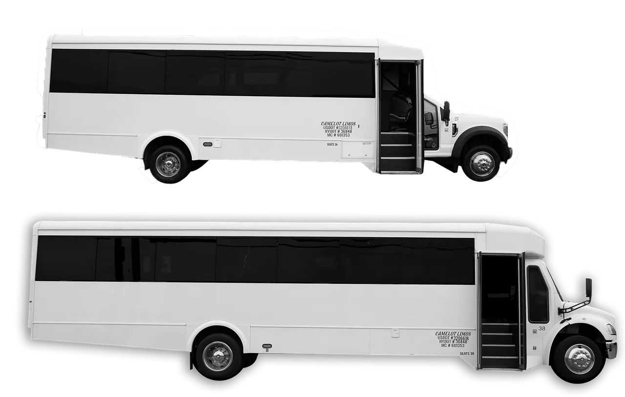 Limousine Bus (white) for party bus rental for booking