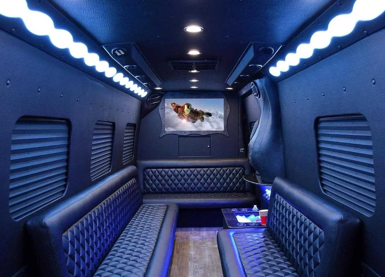 Mercedes-Benz Limousine Coach (black) for party bus rental, pic 2