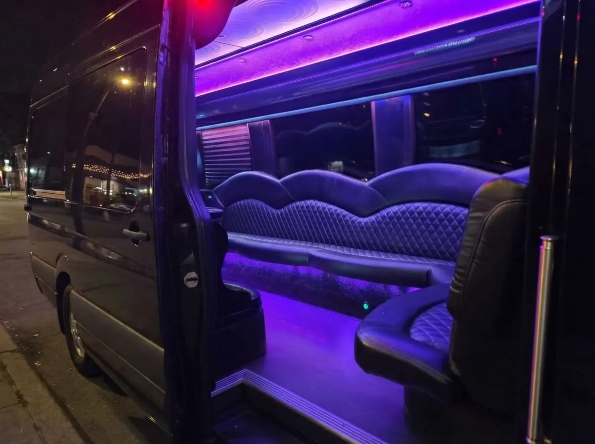 Mercedes-Benz Limousine Sprinter (black) for party bus rental, pic 3