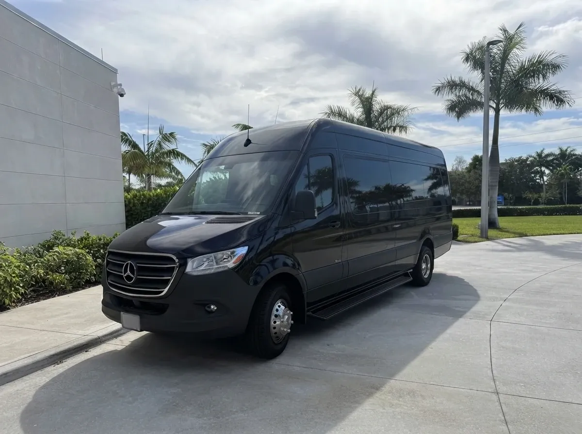 Mercedes-Benz Sprinter Limousine Mercedes-Benz Sprinter Limousine (black) for party bus rental for booking