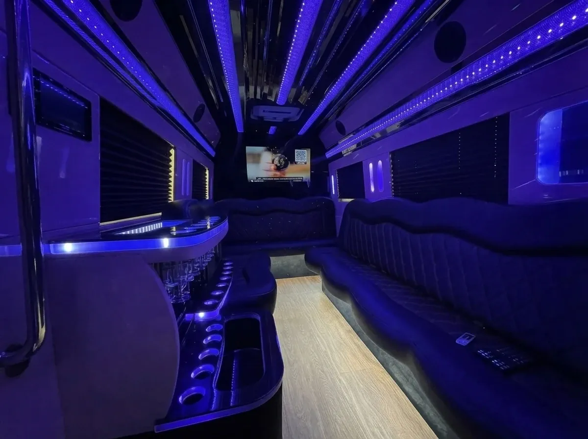 Mercedes-Benz Sprinter Limousine (black) for party bus rental, pic 4