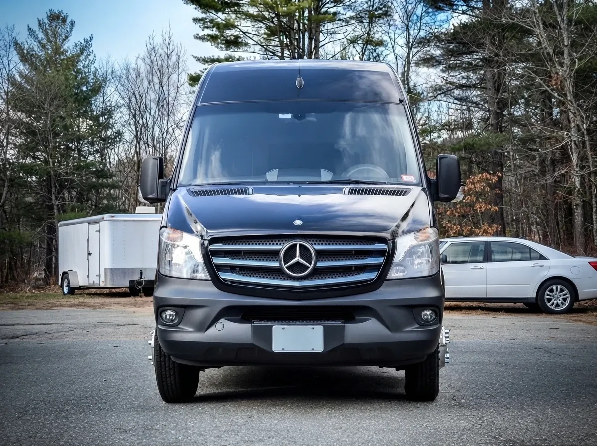 Mercedes-Benz Sprinter Limousine (black) for party bus rental for booking