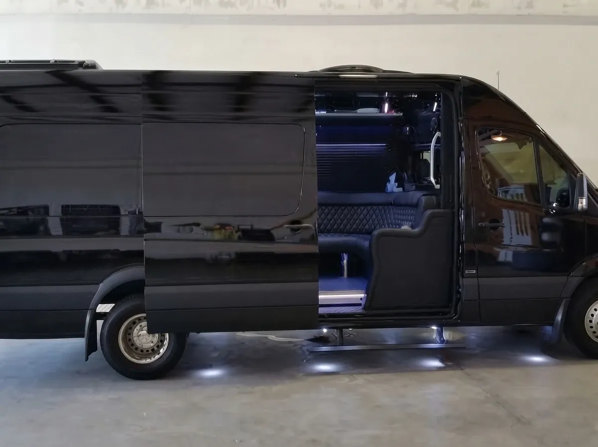 Mercedes-Benz Sprinter Limousine (black) for party bus rental, pic 2