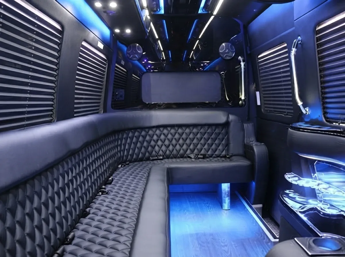 Mercedes-Benz Sprinter Limousine (black) for party bus rental, pic 5