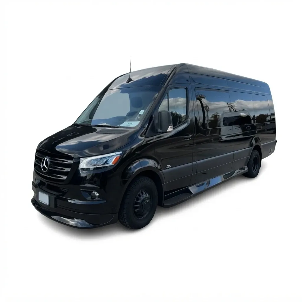 Mercedes-Benz Sprinter Limousine Van for party bus rental for booking