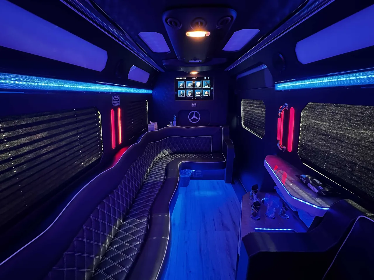 Mercedes-Benz Sprinter Party Limousine Bus (silver) for party bus rental, pic 6