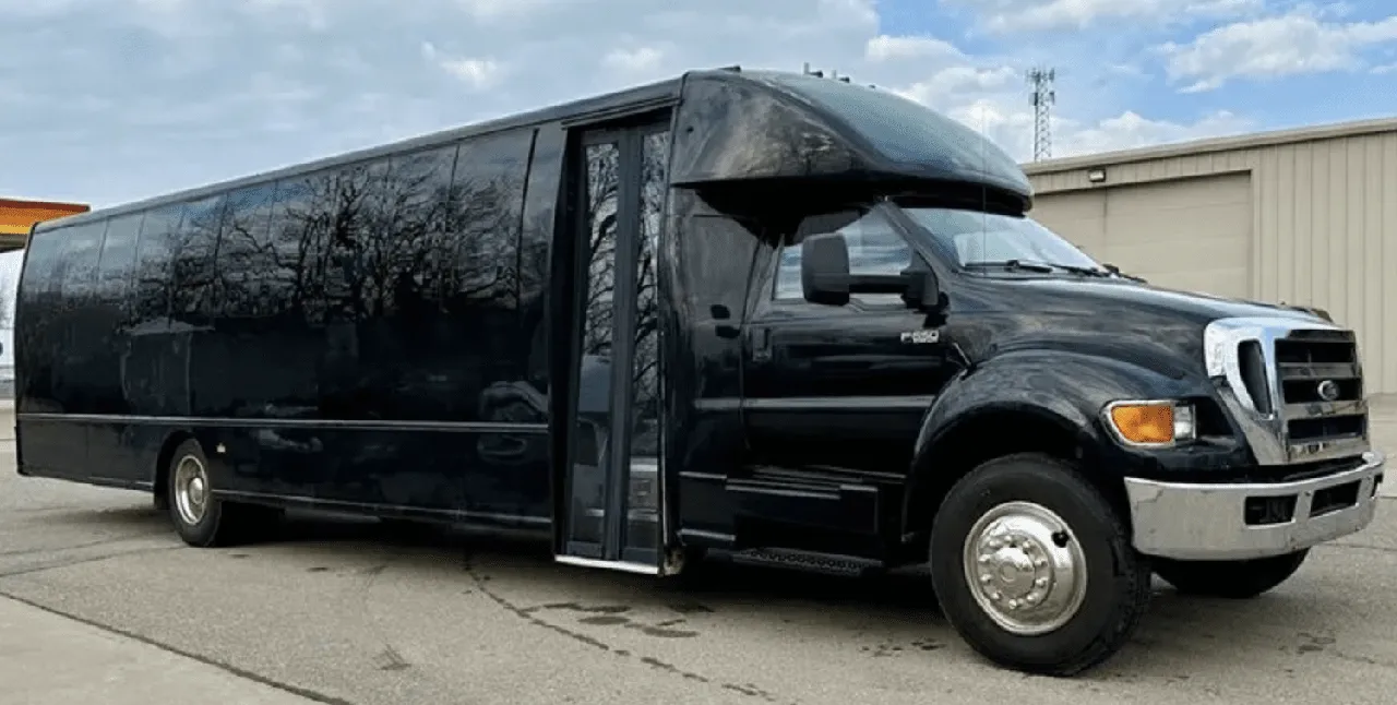 20 Passenger Party Bus (black), with tinted windows