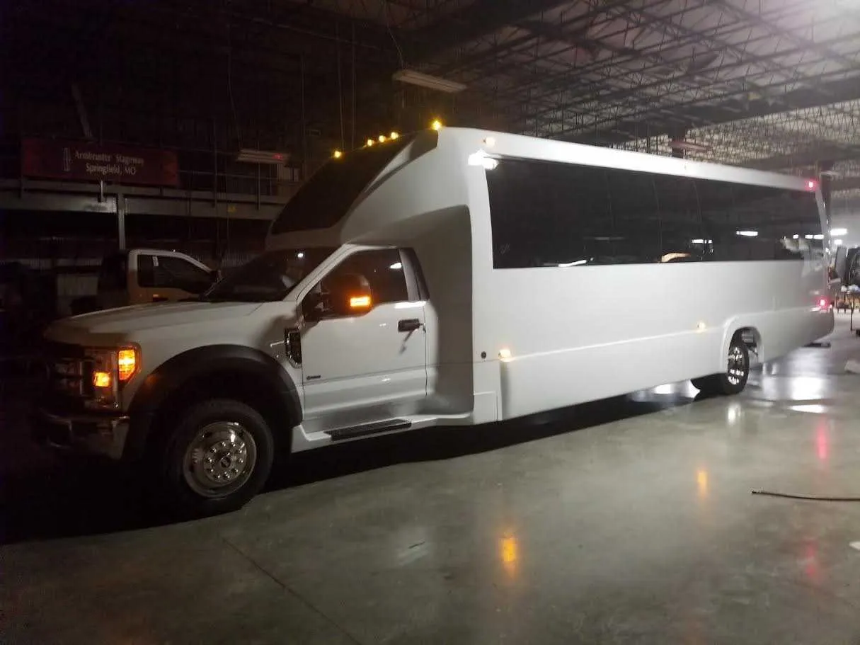 28 Passenger Party Bus (white), with tinted windows