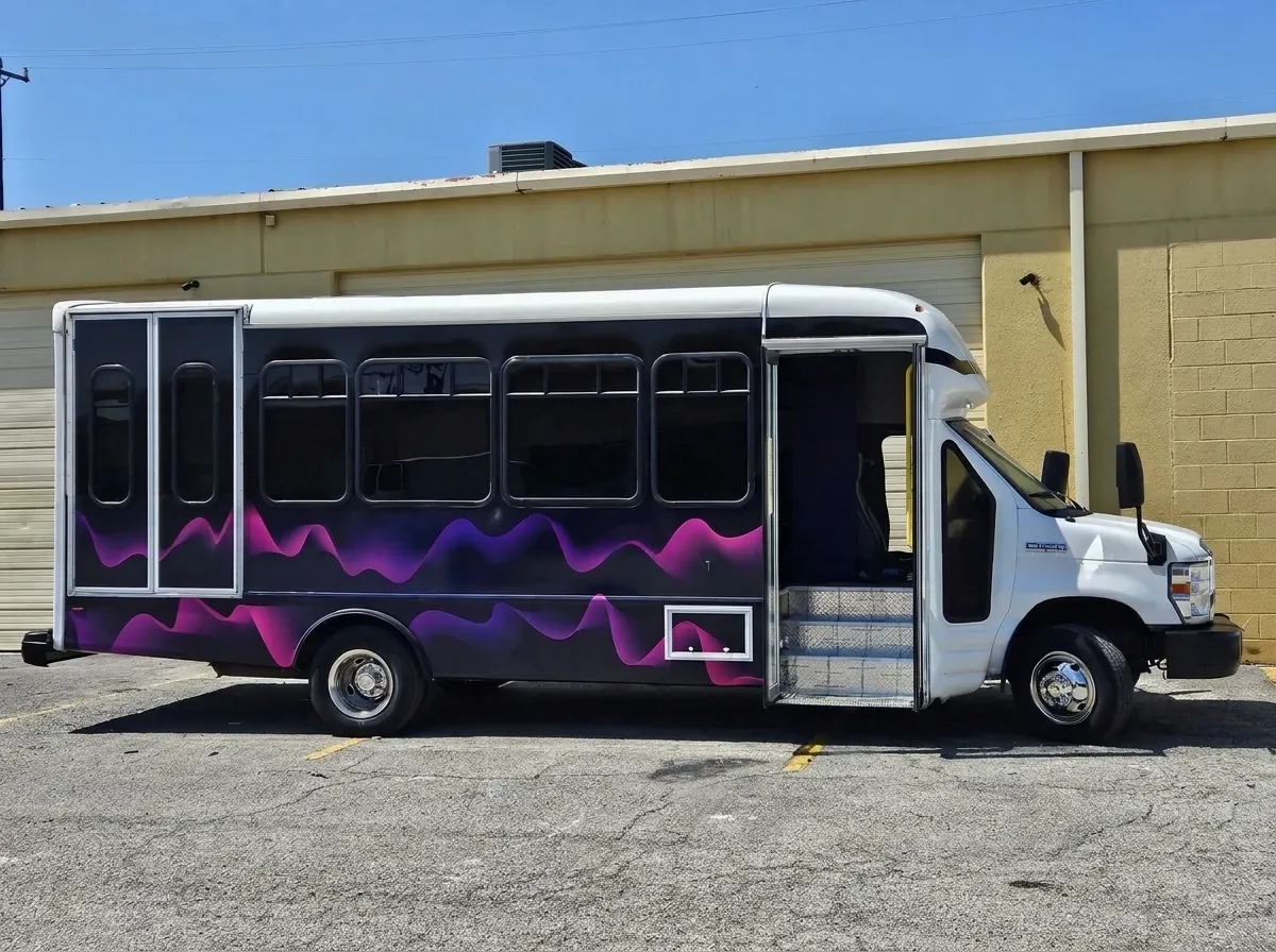 Purple Magic (white) for party bus rental, pic 2