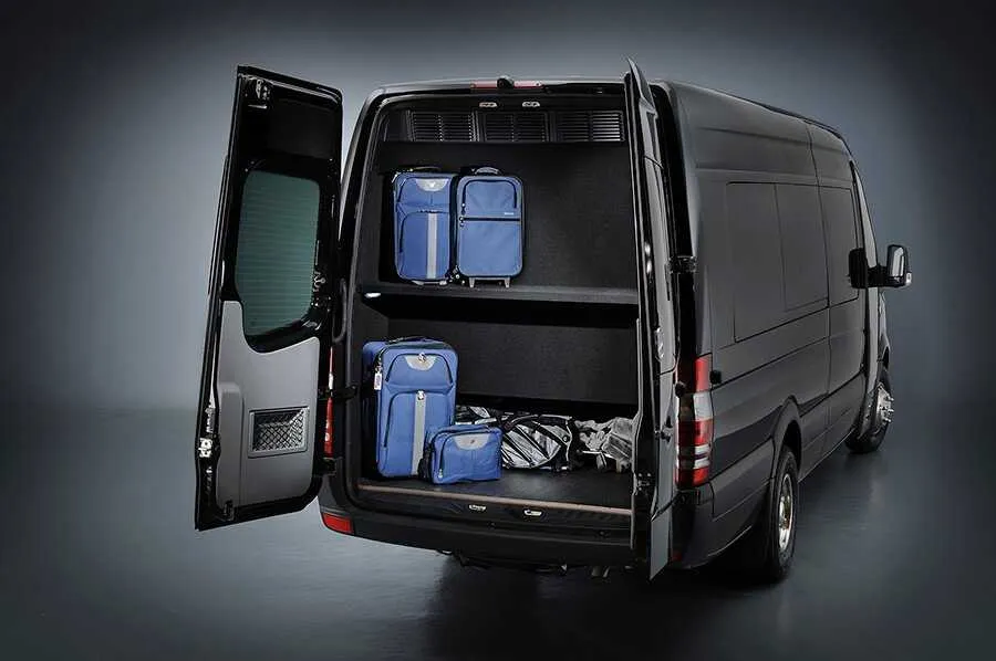 12 Passenger Mercedes-Benz Party Bus (black): full view